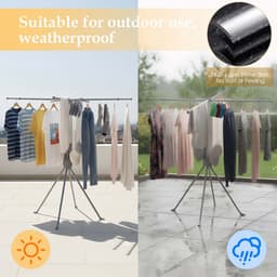 SHANNA Metalen Wasrek Inklapbaar - Staand Droogrek 132cm - Draagbaar opvouwbaar droogrek - In hoogte verstelbaar - Buiten & Binnen bruikbaar — thumbnail 4