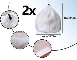 ZEYNOMAX- Wasnet Set van 2 - 30 x 40 cm - Herbruikbaar - Dichte Mesh - Met Koordsluiting - Bescherming voor Kleding - Waszak — thumbnail 5