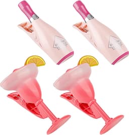 ZEYNOMAX- Champagnehanddoekclips 4 Stuks - Creatieve Strandhanddoekclips - Cocktailvormige Zwembadclips - Duurzaam ABS/Roestvrij Staal - Antislip Ontwerp - Voor Ligstoelen en Strand - Strandlakenclips — thumbnail 1
