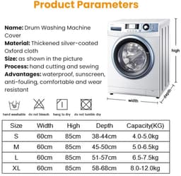 Stofhoezen zijn geschikt voor wasmachines met een trommel, beschermhoezen zijn geschikt voor drogers en windschermen zijn geschikt voor de meeste soorten beschermhoezen (M, gekleurde zonnebloem). — thumbnail 2