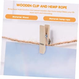 Houten Fotoclips - Wasknijpers Decoratie - Foto's Ophangen - Natuurlijk Jute Touw - 100 Stuks - Kaki — thumbnail 2