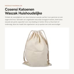 Dailygoods- Waszak Grote Capaciteit - Katoenen Waszak - Huishoudelijke Opslagzak - Reizen - Ecologisch Katoen - Sluiting met Koord - Opbergtas — thumbnail 4