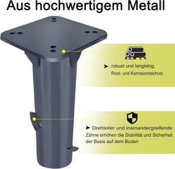 Parasol Grondanker - Parasolhouder Bodem - Terras Stabiliseren - Ruimtebesparend Inbouwmodel - 40 cm Hoog - Donkergrijs — thumbnail 2