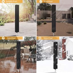 Droogmolenhoes - Beschermhoes - Droogmolen Hoes Universeel - 210D Oxford - 165×16×16cm - Heavy Duty Roterende Waslijn Afdekking met Rits - voor Tuin, Binnenplaats, Buiten en op de Camping - Zwart — thumbnail 3