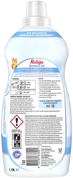 Robijn Klein & Krachtig Wasmiddel Stralend Wit 39 Wasbeurten 1,19 liter — thumbnail 2