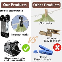 Wasknijpers - 20 stuks roestvrij staal - Metalen wasknijpers - Gemaakt van roestvrij staal - UV-bestendig, geschikt voor kleding, jeans, sokken, handdoeken, foto's (zwart) — thumbnail 2