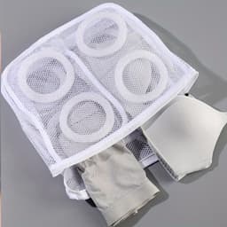 Waszak - Schoenen was tas – Was tassen - Opvouwbaar - Beschermt tegen Vormverlies – Fijnmazig Net – Met Ophanglus – Geschikt voor schoenen en kleding – Herbruikbaar – 28x24.5x8 cm - 2 Stuks - Wit — thumbnail 3