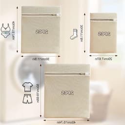 Set van 6 Premium Katoenen Waszakken met Rits, Microplastic Vrij, Ideaal voor Wasmachine en Reizen, Perfect voor Vuile Was en Organisatie — thumbnail 4