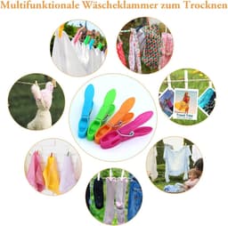 Wasknijpers met Opbergzak - Kledingklemmen Wasgoed Clips - Kleding Drogen - Windbestendig Ontwerp - 52 Stuks - Multicolor — thumbnail 4