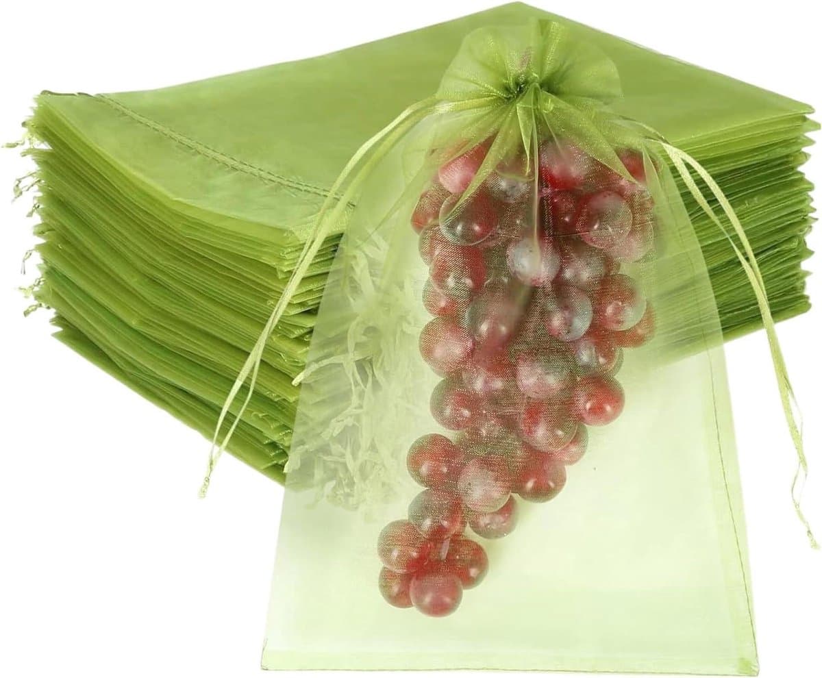 Fruitzakken - Beschermzakken - Fruit Beschermen - Herbruikbaar Gaas - 100 stuks - Fruitgroen — afbeelding 1