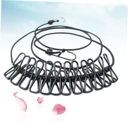 Elastische Waslijn - Reis Waslijn - Kleding Drogen - Met Clips - 190 cm - Zwart — thumbnail 5