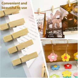 Mini Wasknijpers Set - Houten Clips Touw - Foto Decoratie DIY - Natuurlijk Hout Jute - 100 Stuks 30MM - Natuurlijk — thumbnail 4