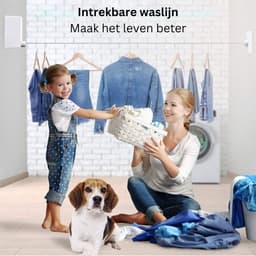 ApexArte® Waslijn Uittrekbaar - Wanddroogrek - Wasdraad - Wit — thumbnail 2