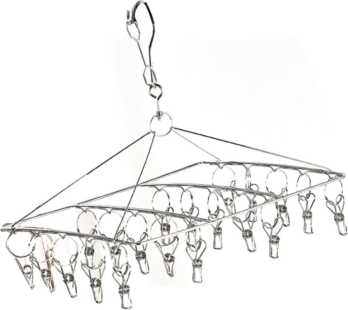 Roterende Kledingdrooghanger van Roestvrij Staal - Sterk Draagvermogen - Hoog Elastiek - Sokkendrooghanger - Vierkant 33x25mm — afbeelding 1