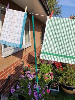 Waslijn Steunpaal - Kledingsteun Uitschuifbaar - Buiten Was Drogen - Verstelbaar Twist Lock - 1.5m tot 2.2m - Groen Zwart — thumbnail 5