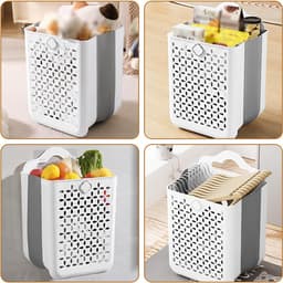 Opvouwbare Wasmand - Wasmand Voor Vuile Was - Draagbaar - Ruimtebesparend - Opvouwbaar - Opbergmand - Multifunctionele Container - 3 Stuks — thumbnail 4