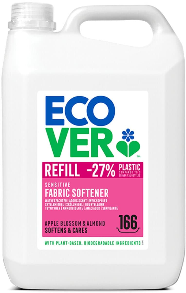 Ecover Wasverzachter - Grootverpakking 5 L - 166 wasbeurten - Plantaardig & Biologisch afbreekbaar - Appelbloesem & Amandel geur — afbeelding 1