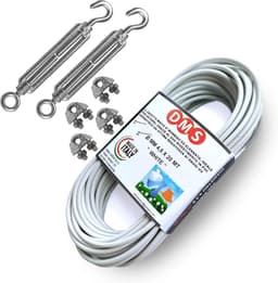 Waslijn voor buiten - Gecoate staalkabel - Was ophangen - Gemaakt in Italië - 20 meter - Zwart — thumbnail 1