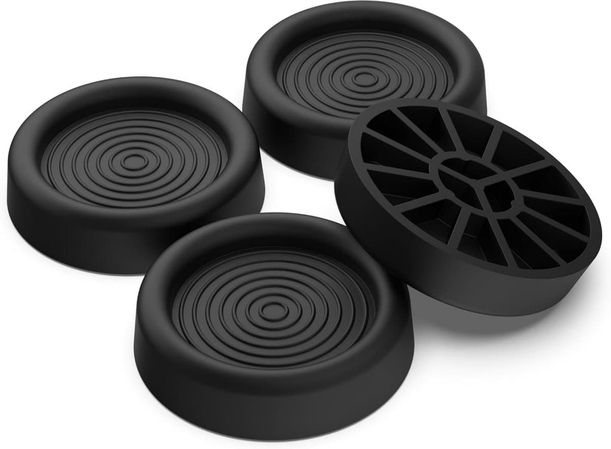 Anti-Vibratie Houders - Wasmachine Dempers - Stabiliteit Vergroten - Geluidsreductie - Set van 4 - Zwart — afbeelding 1