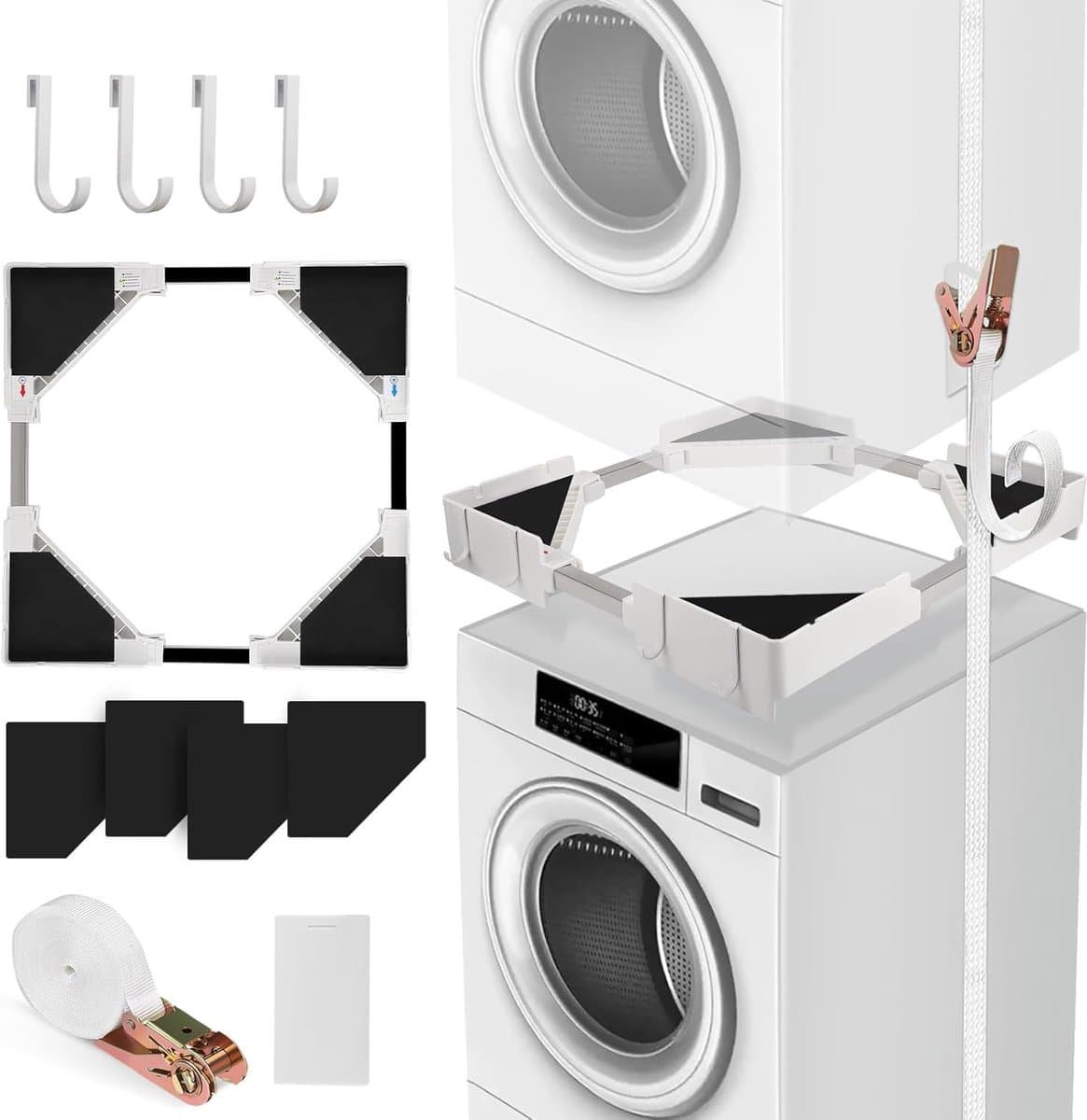 Wasmachine Droger Stapelaar - Apparaat Ophoger - Ruimte Besparen - Verstelbaar Frame - 46 tot 66 cm — afbeelding 1