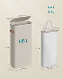 SONGMICS - Wasmand - Wasmand met Deksel en Handgrepen - 65 L Capaciteit - Voor Slaapkamer of Badkamer — thumbnail 3