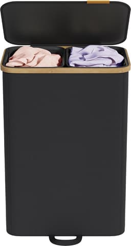 SONGMICS - Wasmand - Wasmand met Deksel - 2 Compartimenten - Uitneembare Waszak - 150 Liter Capaciteit — thumbnail 1