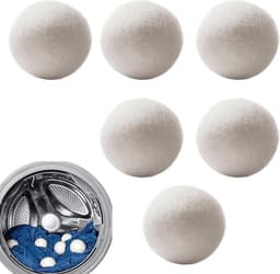 6 stuks - Wollen droogballen - 6cm - Wasdroger ballen - Droogballen - Wasbollen - Wasballen - herbruikbare - verkort de droogtijd - verminderen statische elektriciteit - voor thuis en in hotels - voor kleding, beddengoed en handdoeken - wit — thumbnail 1