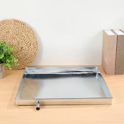 Lekbak Met Afvoer - Opvangbak Condenswater - Apparaten Beschermen - Verzinkt Ijzer Constructie - 40x40x3 Cm - Zilverkleurig — thumbnail 4