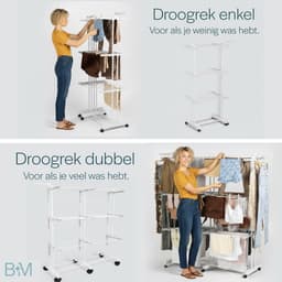 BAUER & MEYER® - Droogrek XL - Wasrek inklapbaar - Incl. 20 wasknijpers + 1x wasmand - 40 Meter drooglengte - Droogtoren Wastoren - 170 x 134 x 65 cm - Wit — thumbnail 4