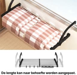 Droogrek Hangend - Wasrek Uitklapbaar - Wanddroogrek - Hangdroogrek - Deur - Balkon - Radiator - Met Sokkenrekje — thumbnail 3