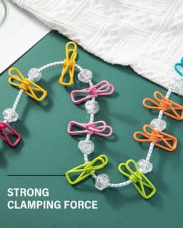 Draagbare Waslijn - Camping Wasrek - Buiten Droge Kleding - 12 Anti-slip Clips - Tot 3.6 Meter — thumbnail 2