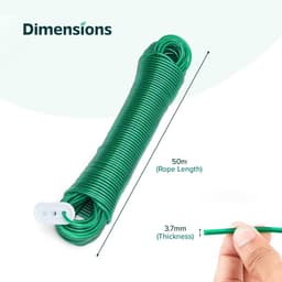 Stevige Waslijn met PVC Buitenkant, 50 Meter Sterk Staalkabel voor Buiten — thumbnail 5