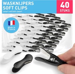 Zwarte en Witte Soft Clips Wasknijpers - 40 Stuks — thumbnail 1