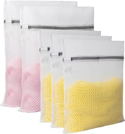 longziming -5-delige Waszakken Set met Honingraatstructuur – Sterke Wasnetten voor Fijn Wassen, Ondergoed & Kleding – Herbruikbare Wastas met Rits – Ideaal voor Reizen & Kledingorganisatie — thumbnail 1
