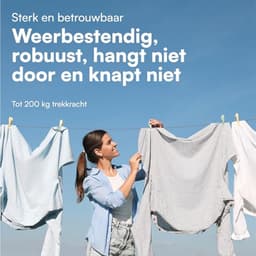 Extra sterke waslijn - 50 meter lange PVC wasdraad met stalen kern - Drooglijn voor buiten - Ø 4 mm — thumbnail 3