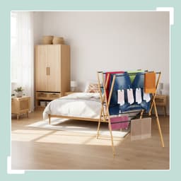 Wasrek inklapbaar - 93 x 70 x 62 cm - staand - bamboe - zwart — thumbnail 3