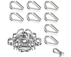 30 stuks M6 kabelkousen - 304 roestvrij staal - kabelkous - Tainless Steel kous voor draadkabelklemmen - staalkabel - waslijn - bosbouwtouw - luifel - duurzame bevestigingsoplossingen - sterke kabelbevestiging