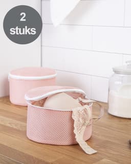 BH Waszakje met Rits -2 Stuks - Waszakken voor Wasgoed - Lingerie Waszakje - Wasnet - Waszak - Wasbol - laundry bag - Roze — thumbnail 1