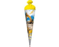 Grote Puntzak 70 cm met Graafmachine Thema voor Schoolstart - Rond