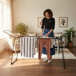 KINGHoff - Droogrek - Opvouwbaar Wasrek tot 25 kg - Staand Droogrek - Wasdroger Rek met Vleugels - Inklapbaar Wasrek voor Binnen & Buiten - XXL - 210-290 x 55 x 125 cm - Zwart — thumbnail 2