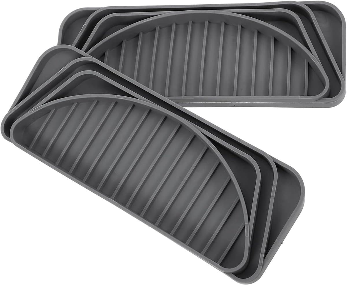 Lekbak 2 Stuks - Wateropvangbak - Aanrecht Droog Houden - Op Maat Te Snijden - 21 x 8 cm - Grijs — afbeelding 1