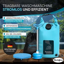 Handwasmachine Zonder Stroom – Draagbare Waszak met Wasbord – Opvouwbare Reiswasmachine – 30 Liter Voor Camping en Reizen — thumbnail 3