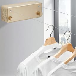 Home & Marker – Intrekbare Waslijn – Uitschuifbare Wandwaslijn met 2 Lijnen (2x4,2m) – Zonder Boren – RVS Waslijn Uittrekbaar – Wandmontage voor Badkamer, Balkon, Wasruimte & Camping – 40 kg – RETRADUOLINE — thumbnail 3