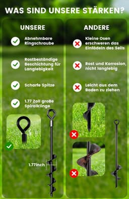 SnelShoppen - Set van 4 Grondankers 48 cm met Sterke Straps - Ideaal voor Tenten, Schommels, Zonnezeilen - Eenvoudig te Installeren, Perfect voor Ster — thumbnail 5
