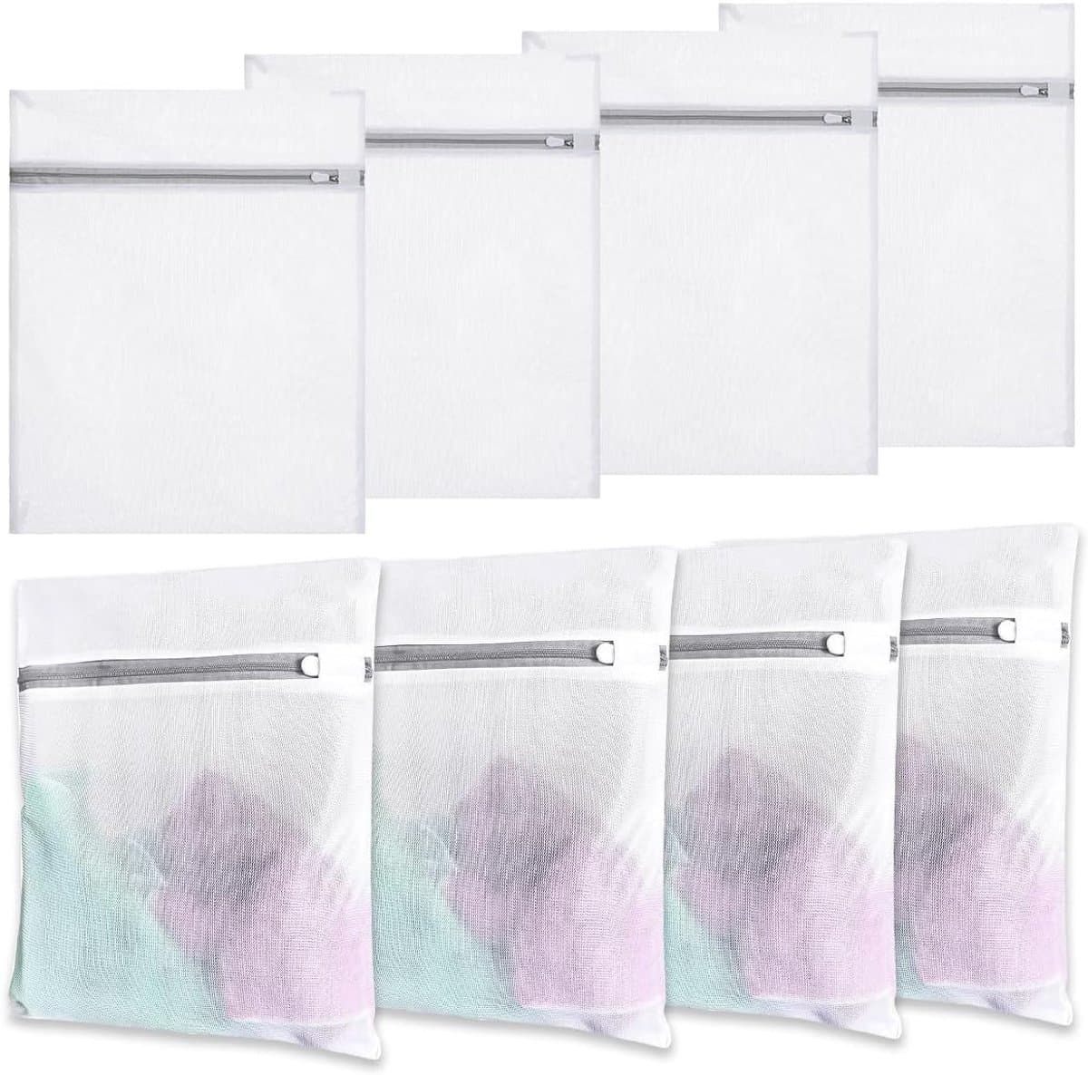 Klein wasnet met verborgen ritssluiting, 8-delige set voor delicate was, ideaal voor overhemden, T-shirts en ondergoed, 40x30cm mesh waszakken met rits — afbeelding 1