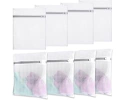 Klein wasnet met verborgen ritssluiting, 8-delige set voor delicate was, ideaal voor overhemden, T-shirts en ondergoed, 40x30cm mesh waszakken met rits