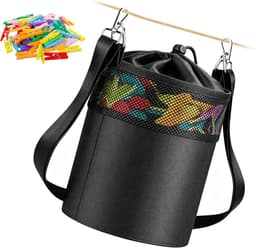 Wasknijpertas - Knijper opberger - Wassen drogen - Handsfree draagsysteem - Tot 300 knijpers - Zwart — thumbnail 1