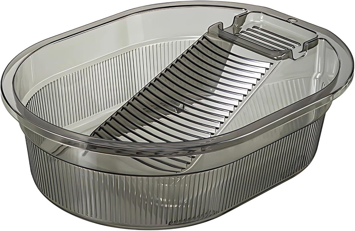 Transparante wasbak - Wasbord met bak - Handwas kleding - Geïntegreerd schrobbord - 47 cm lang - Grijs — afbeelding 1