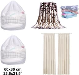 flintronic Waszak met trekkoord, 2 stuks, fijn net, duurzame waszak met trekkoord, 60 x 80 cm, waszakken voor wasmachine, reizen, delicaten, beha, babydoeken, speelgoedopslag — thumbnail 4