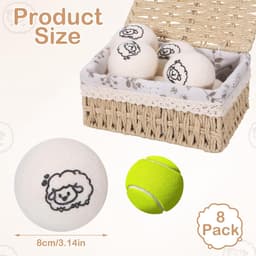 SnelShoppen - 8 Stuks Droogballen 8cm - 100% Natuurlijke Wol - Chemisch Vrij - Vermindert Kreukels en Droogtijd - Herbruikbaar en Ecologisch — thumbnail 4